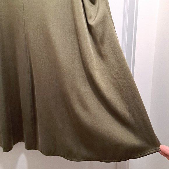 Eileen Fisher Sand-Washed Silk Charmeuse Mandarin-Collar Tunic Olive Size 1X - Picture 7 of 12